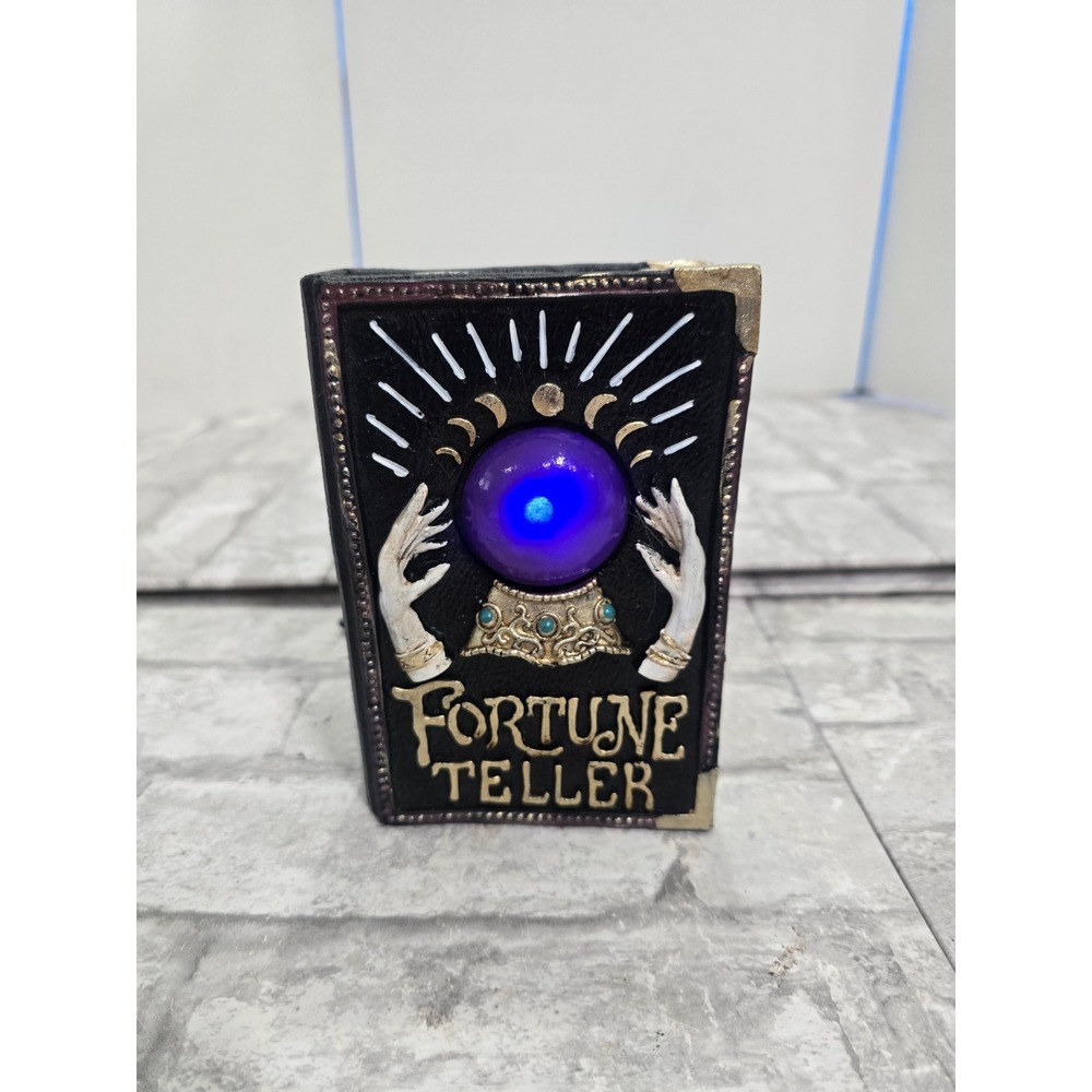 Halloween Light Up Fortune Teller Book Decor Prop Faux Resin Color Change VIDEO
